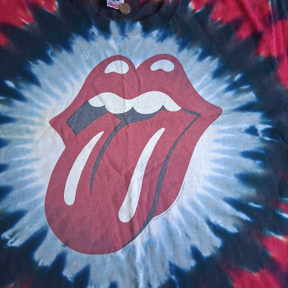 Fruit of the Loom Red and Blue Tie-Dye Mens Vintage Rollins Stone T-Shirt - Picture 8 of 8